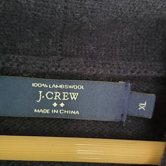 JCrew 100% Lambs Wool Navy Blue Patterned Men's Flawed Sweater Size XL - Picture 4 of 12